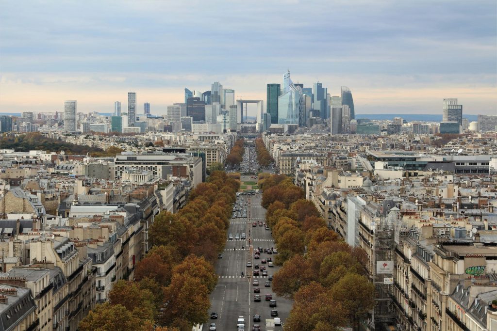 Aerial view of city buildings